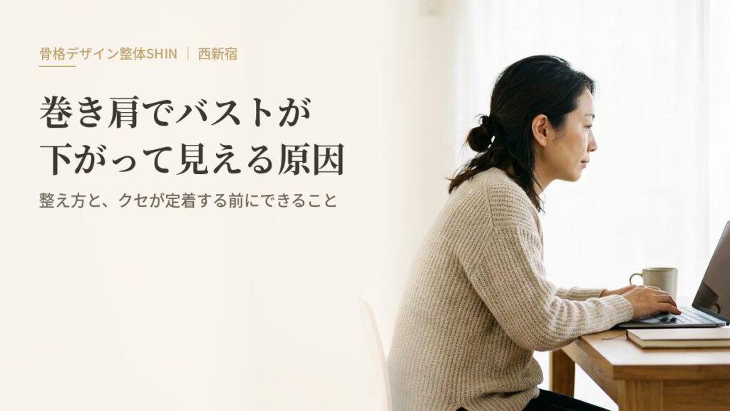 巻き肩でバストが下がって見える原因と整え方｜クセが定着する前に