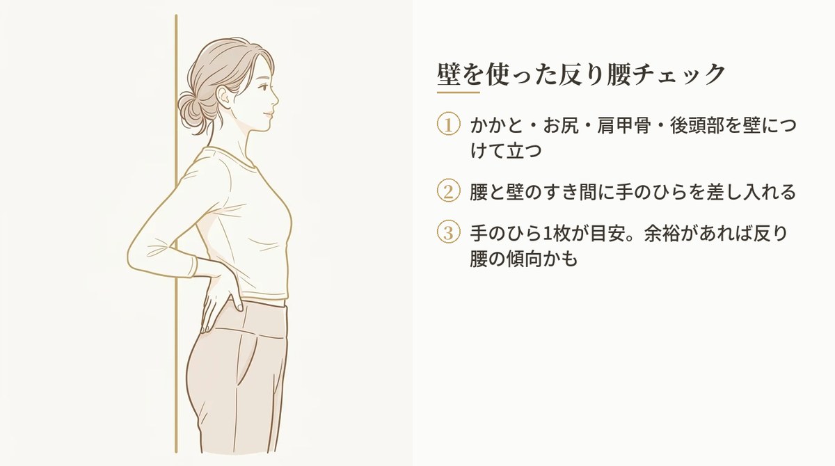 壁を使った反り腰のセルフチェック